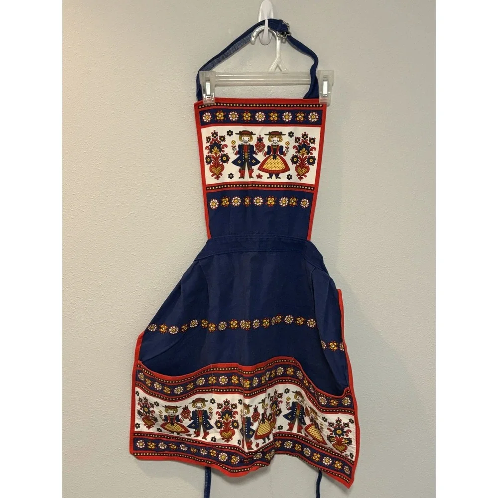 Vintage Austrain Folk Art Scandinavian Apron Women's Full Bib One Size Fits Most